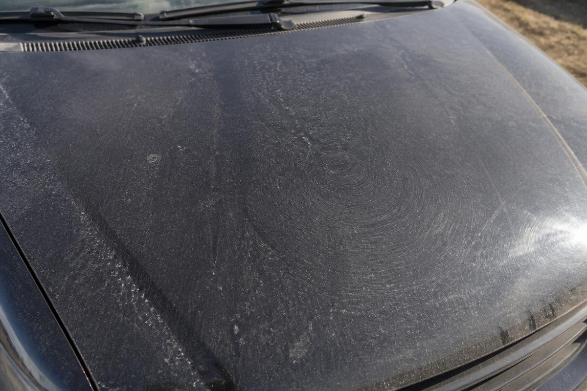 Car paint before detailing — dull, dusty and swirled